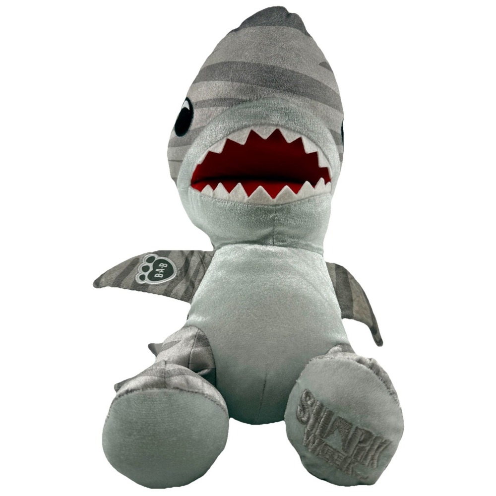 Build-A-Bear Shark Week Tiger Shark Plush 16" Striped Gray 2019 Great Gift EUC - Picture 2 of 12
